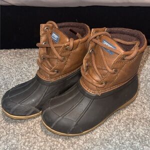 Sperry Kids Tan and Black Rain Boots